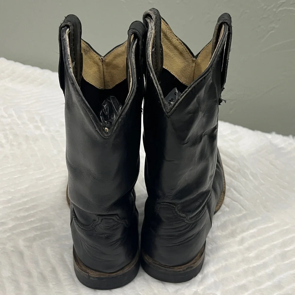 Roper Black Turquoise Kid‎ Cowgirl Boots size 3 western beads leather